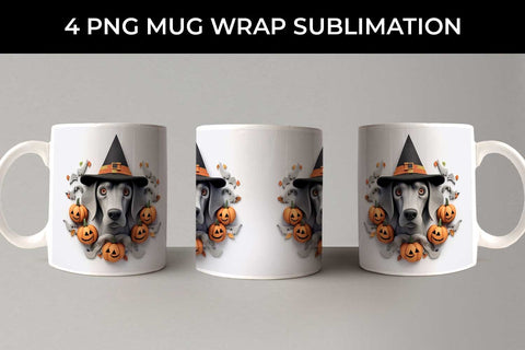 3D Halloween German Shorthaired Dog Mug Wrap Sublimation PNG Bundle Free For Commercial Use Sublimation Sintegra 