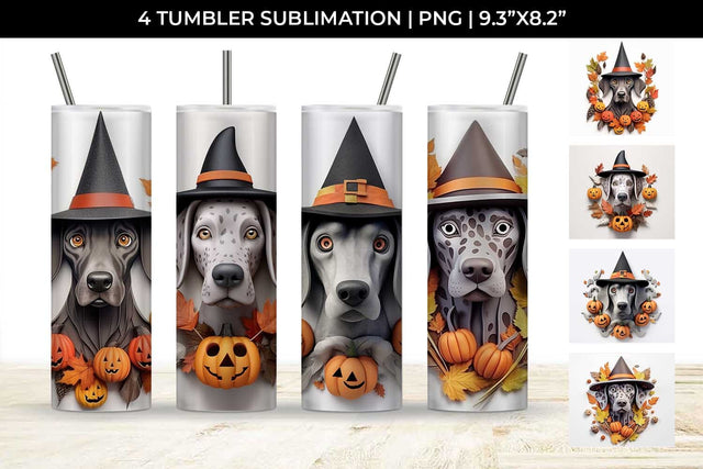 3D Halloween German Shorthaired Dog Tumbler Wrap 20 oz Sublimation PNG Bundle Free For Commercial Use Sublimation Sintegra 