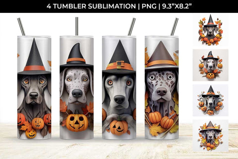 3D Halloween German Shorthaired Dog Tumbler Wrap 20 oz Sublimation PNG Bundle Free For Commercial Use Sublimation Sintegra 