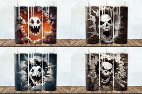 3D Halloween Ghost Cracked Hole Tumbler Bundle Sublimation Regulrcrative 
