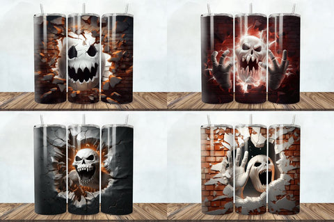 3D Halloween Ghost Cracked Hole Tumbler Bundle Sublimation Regulrcrative 