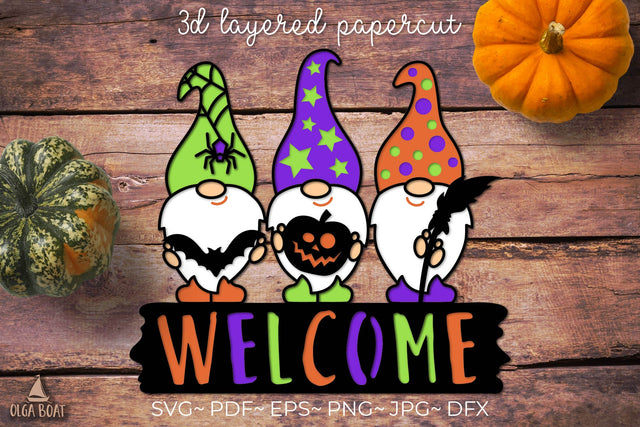 3d halloween gnome svg | Halloween welcome sign SVG Olga Boat Design 