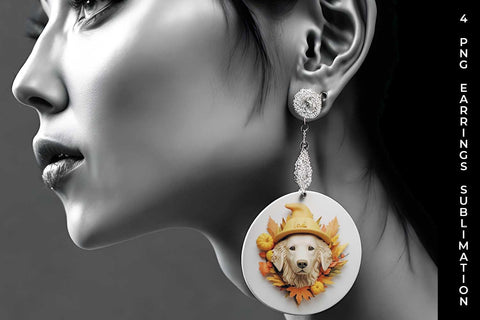 3D Halloween Golden Retriever Dog Earrings Sublimation PNG Bundle Free For Commercial Use Sublimation Sintegra 