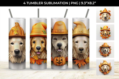 3D Halloween Golden Retriever Dog Tumbler Wrap 20 oz Sublimation PNG Bundle Free For Commercial Use Sublimation Sintegra 