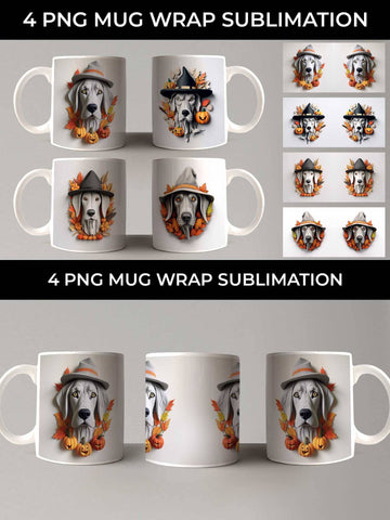 3D Halloween Great Dane Dog Mug Wrap Sublimation PNG Bundle Free For Commercial Use Sublimation Sintegra 