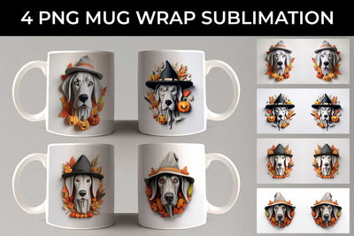 3D Halloween Great Dane Dog Mug Wrap Sublimation PNG Bundle Free For Commercial Use Sublimation Sintegra 