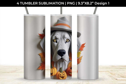 3D Halloween Great Dane Dog Tumbler Wrap 20 oz Sublimation PNG Bundle Free For Commercial Use Sublimation Sintegra 