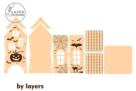 3D HALLOWEEN HOUSES Bundle SVG LaserCutano 
