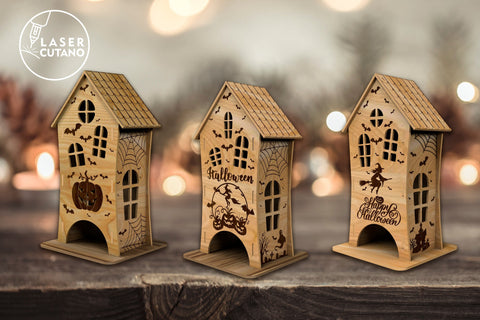 3D HALLOWEEN HOUSES Bundle SVG LaserCutano 