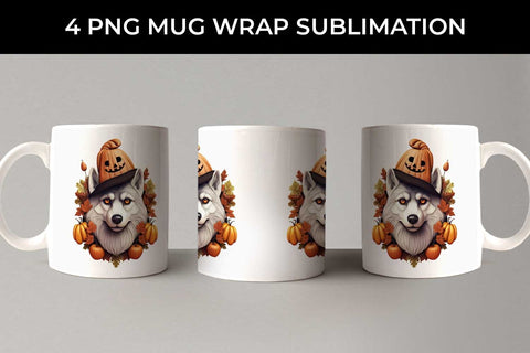 3D Halloween Husky Dog Mug Wrap Sublimation PNG Bundle Free For Commercial Use Sublimation Sintegra 