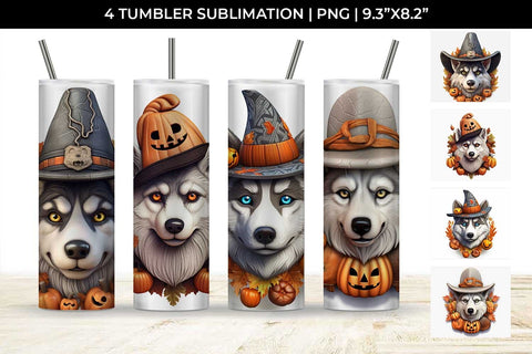 3D Halloween Husky Dog Tumbler Wrap 20 oz Sublimation PNG Bundle Free For Commercial Use Sublimation Sintegra 