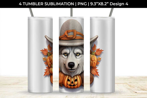 3D Halloween Husky Dog Tumbler Wrap 20 oz Sublimation PNG Bundle Free For Commercial Use Sublimation Sintegra 