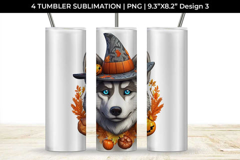 3D Halloween Husky Dog Tumbler Wrap 20 oz Sublimation PNG Bundle Free For Commercial Use Sublimation Sintegra 