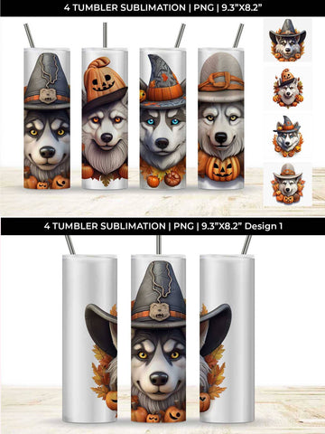 3D Halloween Husky Dog Tumbler Wrap 20 oz Sublimation PNG Bundle Free For Commercial Use Sublimation Sintegra 