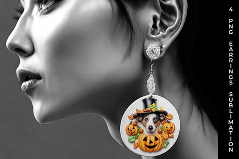 3D Halloween Jack Russell Dog Earrings Sublimation PNG Bundle Free For Commercial Use Sublimation Sintegra 
