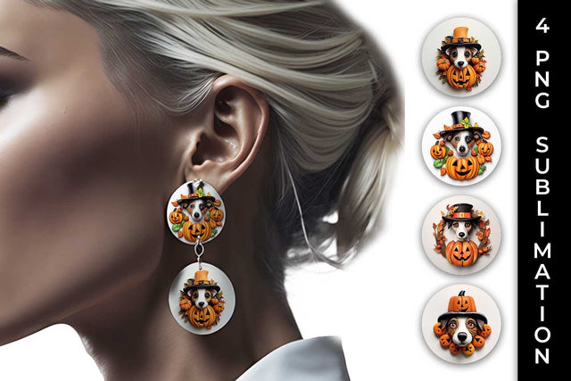 3D Halloween Jack Russell Dog Earrings Sublimation PNG Bundle Free For Commercial Use Sublimation Sintegra 