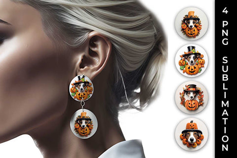 3D Halloween Jack Russell Dog Earrings Sublimation PNG Bundle Free For Commercial Use Sublimation Sintegra 