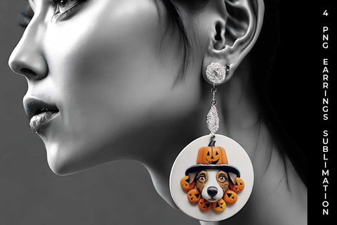 3D Halloween Jack Russell Dog Earrings Sublimation PNG Bundle Free For Commercial Use Sublimation Sintegra 