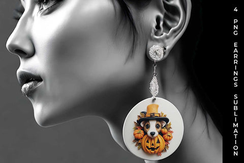 3D Halloween Jack Russell Dog Earrings Sublimation PNG Bundle Free For Commercial Use Sublimation Sintegra 
