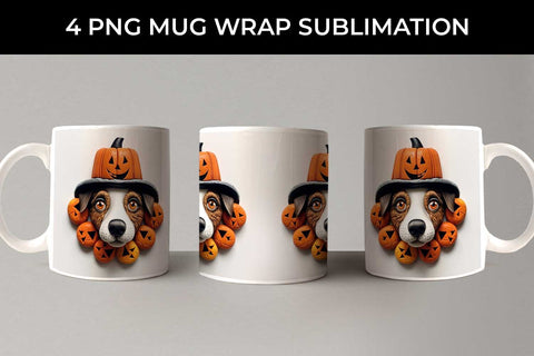 3D Halloween Jack Russell Dog Mug Wrap Sublimation PNG Bundle Free For Commercial Use Sublimation Sintegra 