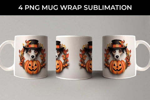 3D Halloween Jack Russell Dog Mug Wrap Sublimation PNG Bundle Free For Commercial Use Sublimation Sintegra 
