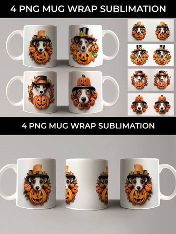 3D Halloween Jack Russell Dog Mug Wrap Sublimation PNG Bundle Free For Commercial Use Sublimation Sintegra 