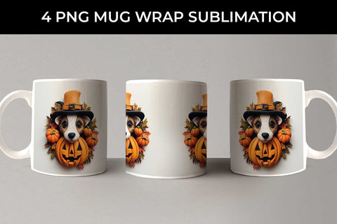 3D Halloween Jack Russell Dog Mug Wrap Sublimation PNG Bundle Free For Commercial Use Sublimation Sintegra 