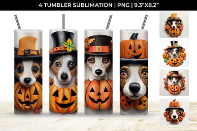 3D Halloween Jack Russell Dog Tumbler Wrap 20 oz Sublimation PNG Bundle Free For Commercial Use SVG Sintegra 