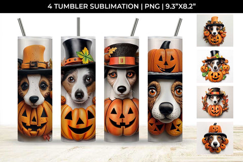 3D Halloween Jack Russell Dog Tumbler Wrap 20 oz Sublimation PNG Bundle Free For Commercial Use SVG Sintegra 
