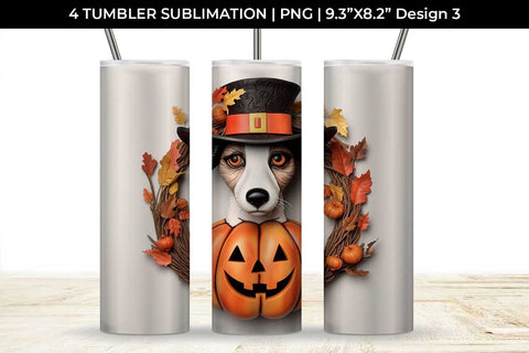 3D Halloween Jack Russell Dog Tumbler Wrap 20 oz Sublimation PNG Bundle Free For Commercial Use SVG Sintegra 
