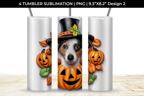 3D Halloween Jack Russell Dog Tumbler Wrap 20 oz Sublimation PNG Bundle Free For Commercial Use SVG Sintegra 