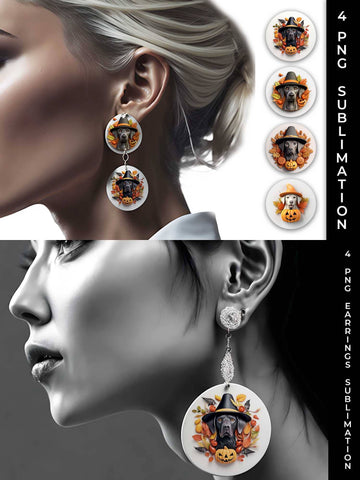 3D Halloween Labrador Retriever Dog Earrings Sublimation PNG Bundle Free For Commercial Use Sublimation Sintegra 