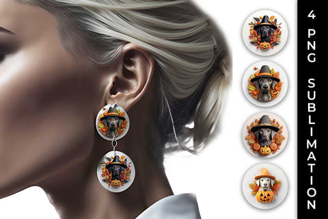 3D Halloween Labrador Retriever Dog Earrings Sublimation PNG Bundle Free For Commercial Use Sublimation Sintegra 