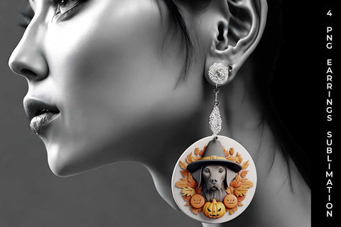 3D Halloween Labrador Retriever Dog Earrings Sublimation PNG Bundle Free For Commercial Use Sublimation Sintegra 