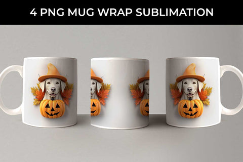 3D Halloween Labrador Retriever Dog Mug Wrap Sublimation PNG Bundle Free For Commercial Use Sublimation Sintegra 