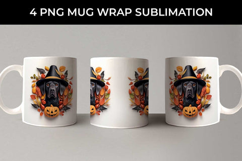 3D Halloween Labrador Retriever Dog Mug Wrap Sublimation PNG Bundle Free For Commercial Use Sublimation Sintegra 