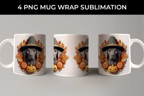 3D Halloween Labrador Retriever Dog Mug Wrap Sublimation PNG Bundle Free For Commercial Use Sublimation Sintegra 