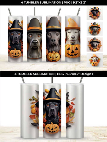 3D Halloween Labrador Retriever Dog Tumbler Wrap 20 oz Sublimation PNG Bundle Free For Commercial Use Sublimation Sintegra 