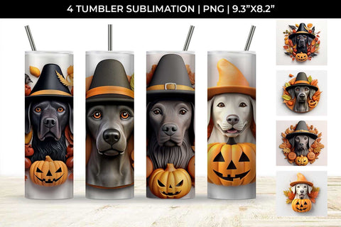 3D Halloween Labrador Retriever Dog Tumbler Wrap 20 oz Sublimation PNG Bundle Free For Commercial Use Sublimation Sintegra 
