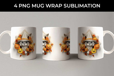 3D Halloween Maltese Dog Mug Wrap Sublimation PNG Bundle Free For Commercial Use Sublimation Sintegra 