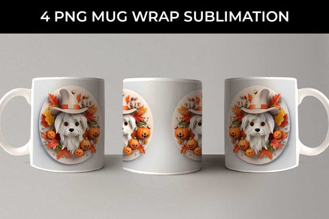 3D Halloween Maltese Dog Mug Wrap Sublimation PNG Bundle Free For Commercial Use Sublimation Sintegra 