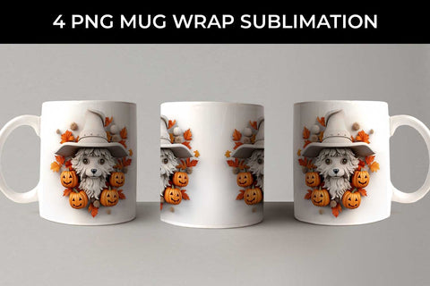3D Halloween Maltese Dog Mug Wrap Sublimation PNG Bundle Free For Commercial Use Sublimation Sintegra 