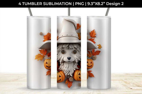 3D Halloween Maltese Dog Tumbler Wrap 20 oz Sublimation PNG Bundle Free For Commercial Use Sublimation Sintegra 