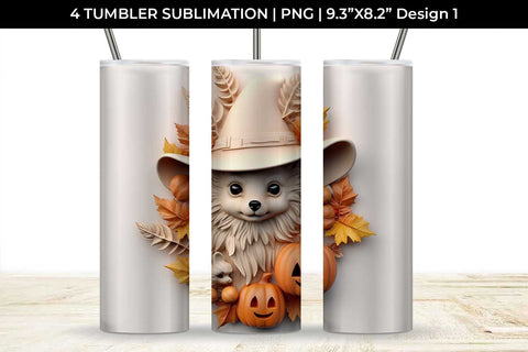 3D Halloween Pomeranian Dog Tumbler Wrap 20 oz Sublimation PNG Bundle Free For Commercial Use Sublimation Sintegra 