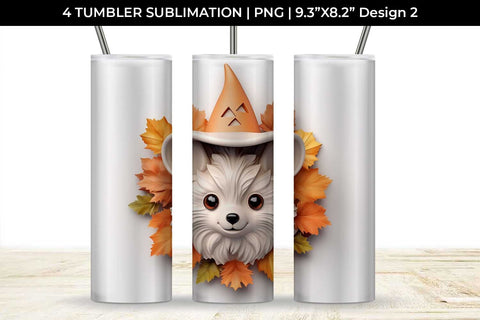 3D Halloween Pomeranian Dog Tumbler Wrap 20 oz Sublimation PNG Bundle Free For Commercial Use Sublimation Sintegra 