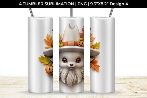 3D Halloween Pomeranian Dog Tumbler Wrap 20 oz Sublimation PNG Bundle Free For Commercial Use Sublimation Sintegra 
