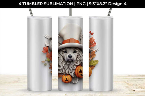 3D Halloween Poodle Dog Tumbler Wrap 20 oz Sublimation PNG Bundle Free For Commercial Use Sublimation Sintegra 