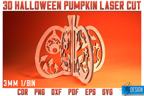 3D Halloween Pumpkin Laser Cut SVG | Pumpkin Laser Cut SVG Design | CNC Files SVG Fly Design 