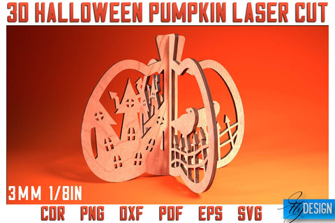 3D Halloween Pumpkin Laser Cut SVG | Pumpkin Laser Cut SVG Design | CNC Files SVG Fly Design 