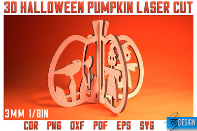 3D Halloween Pumpkin Laser Cut SVG | Pumpkin Laser Cut SVG Design | CNC Files SVG Fly Design 